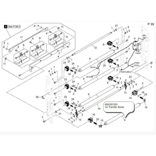 Перший ролик переносу, до ineo+ 4065, 4070, 4080